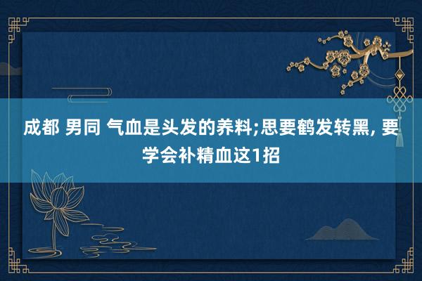 成都 男同 气血是头发的养料;思要鹤发转黑， 要学会补精血这1招
