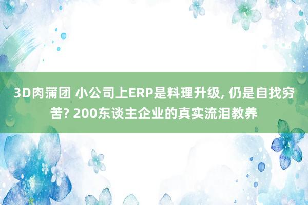3D肉蒲团 小公司上ERP是料理升级， 仍是自找穷苦? 200东谈主企业的真实流泪教养